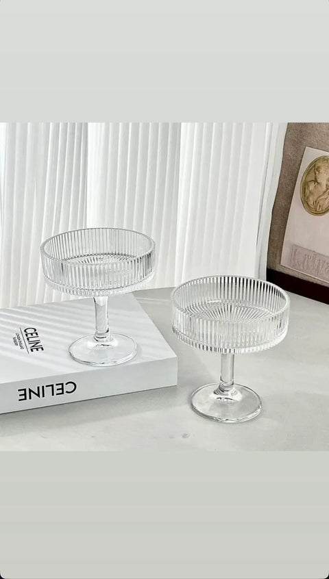 Ensemble de 6 coupes à champagne en verre strié