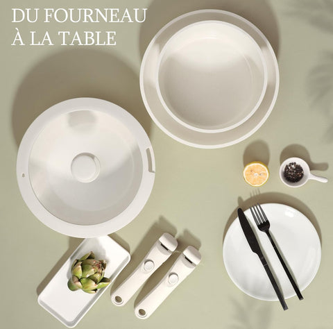 Batterie de Cuisine 11 Pièces Granit Beige – Antiadhésive, Empilable & Élégante