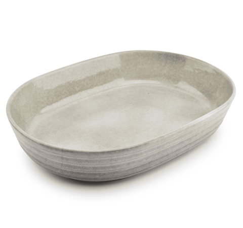 Plat à Four Ovale 36,5 x 26,5 x H7 cm – Gris Émaillé | Collection BAKE