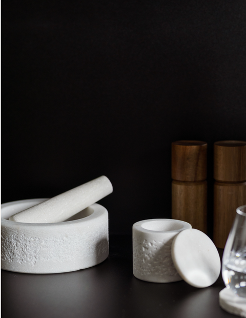Pot à Sel ou Épices White Marbliss – 7 x H7 cm