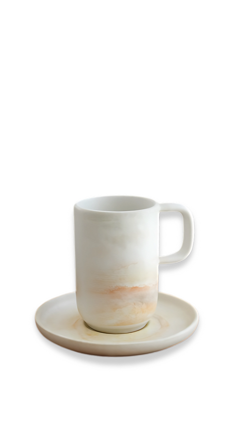 Mug Aquarel 30cl + Sous-Tasse – Grès Artisanale du Portugal