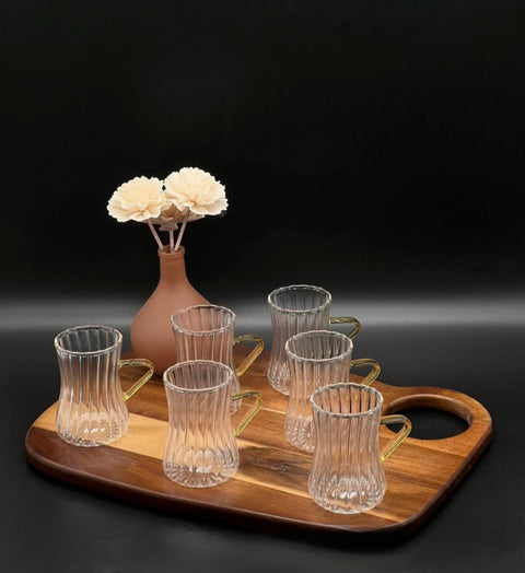 Lot de 6 Verres à Thé avec Anse – 200 ml | Verre Borosilicate Haute Qualité