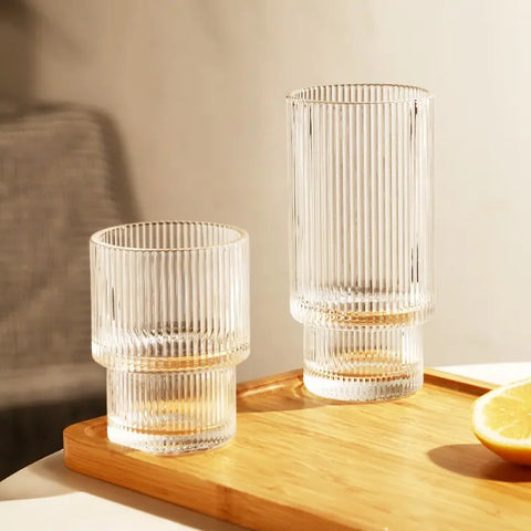 Verre Riffel – 200 ml | Design Côtelé Soufflé à la Bouche