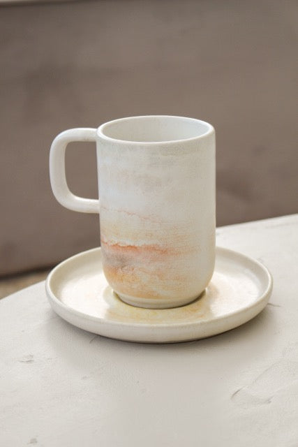 Mug Aquarel 30cl + Sous-Tasse – Grès Artisanale du Portugal
