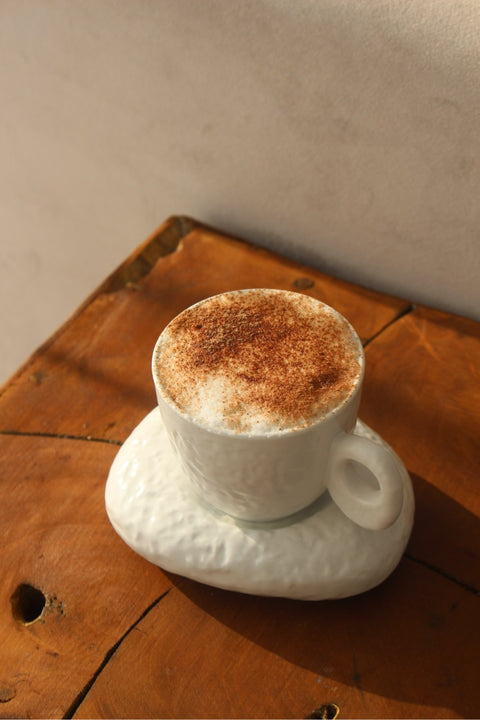 6 Tasses et sous tasses porcelaine blanche - Cocon