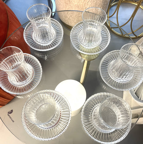 Service à Thé Elysia – 6 Verres + 6 Assiettes à Thé | Pasabahce