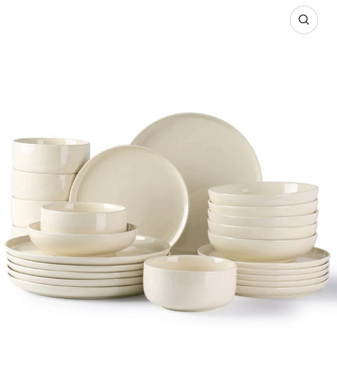 Service de Vaisselle 24 Pièces NOVEL – Porcelaine Beige Moderne