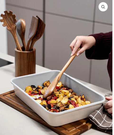 Plat De Cuisson Rectangulaire Beige | Revêtement en Céramique