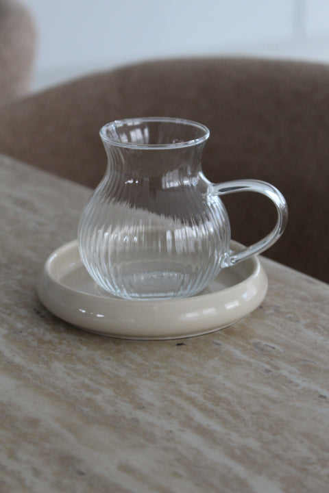 6 Sous-Tasses Porcelaine Bondy – Beige ou Blanc