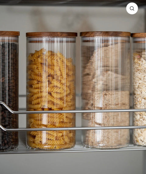 GRAND LOT DE 16 BOITE DE RANGEMENT EN VERRE AVEC COUVERCLE EN BOIS D’ACACIA