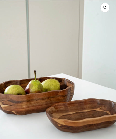 Plat sculpté en bois d’acacia BLOOM