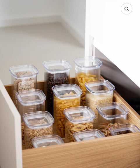 GRAND LOT DE 16 BOITE DE RANGEMENT EN VERRE RAYÉ AVEC COUVERCLE