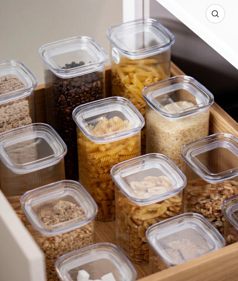 GRAND LOT DE 16 BOITE DE RANGEMENT EN VERRE RAYÉ AVEC COUVERCLE