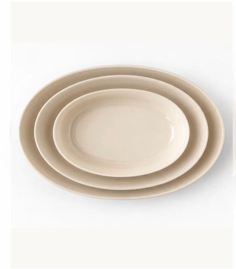 Plat de cuisson en verre beige Set de 3 pièces ovale