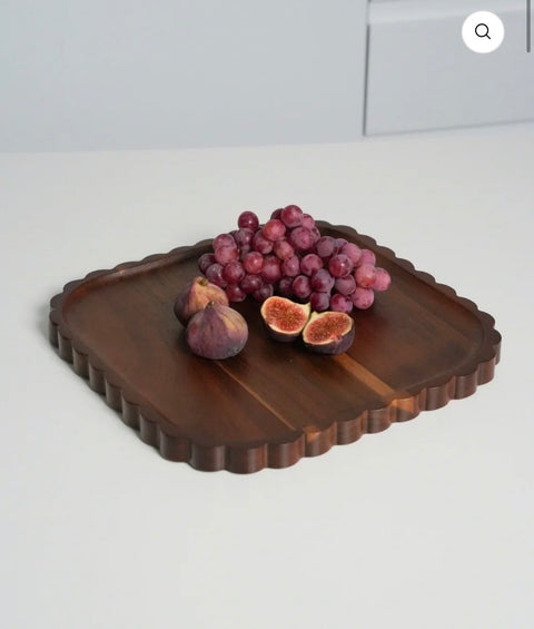 Plat carré en bois d'Acacia