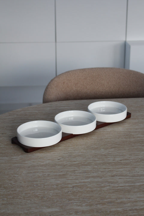 Moon Snack - plateau en bois et 3 assiettes