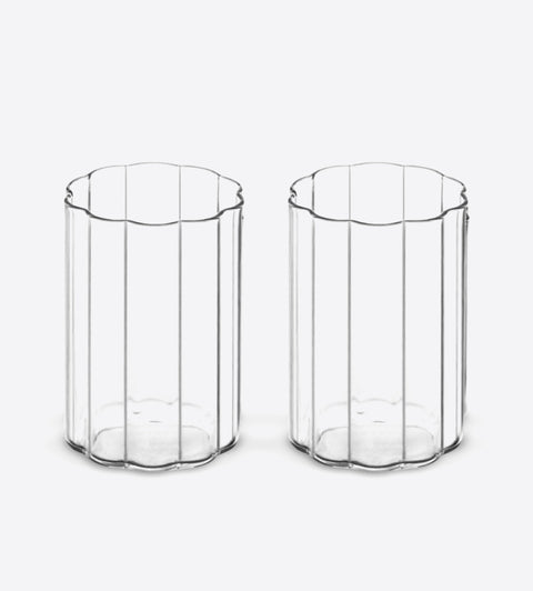 6 gestreifte Borosilikatglasbecher - 350 ml