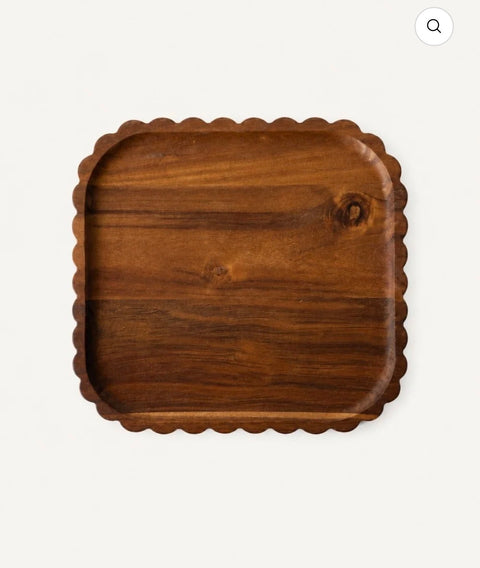 Plat carré en bois d'Acacia