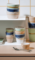 4 Bols Flow en Grès – 10 x H5 cm – BleuAzur - Ena Home