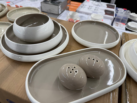 Service à dîner MOON ( BONDY ) BLANC TAUPE 27 pièces