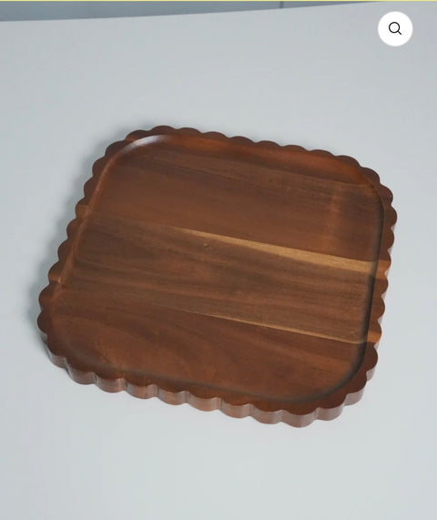 Plat carré en bois d'Acacia