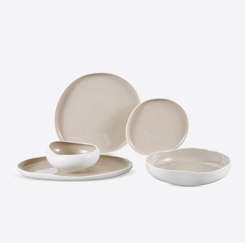 Service à dîner CURVY BICOLORE blanc-beige 25 pcs