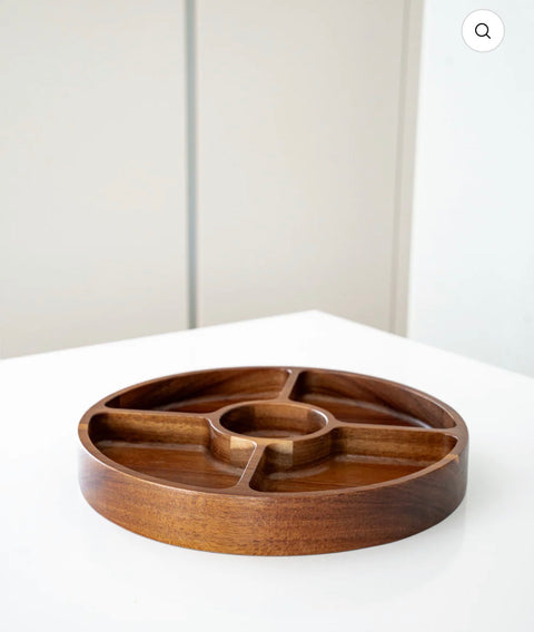 LUMO – Plateau Apéritif Compartimenté en Bois d’Acacia – 29 cm