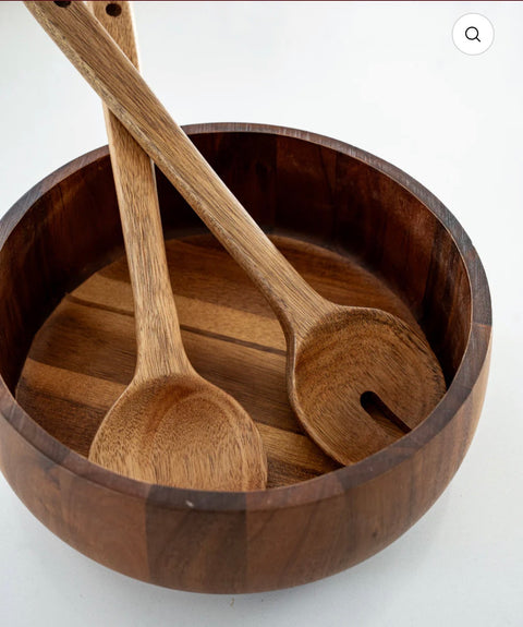 Couverts à Salade en Bois Naturel – Ensemble Cuillère & Fourchette