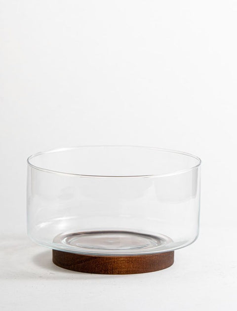 Saladier sur pied – Verre & Bois d’Acacia Ø20 cm