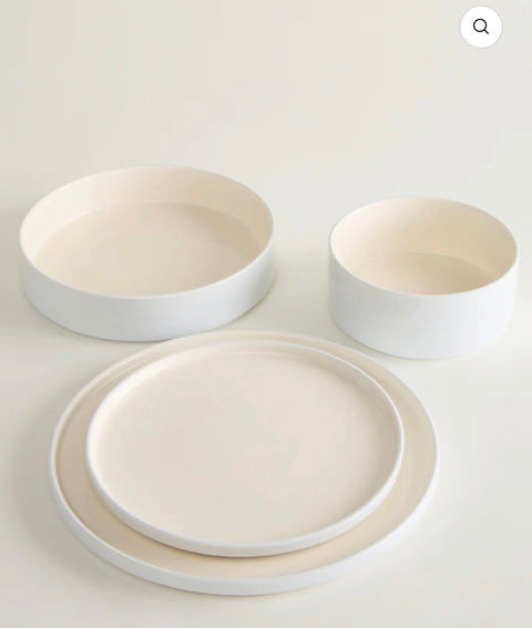 Noa Beige Blanc Ensemble de vaisselle 24 pièces