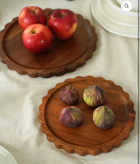 Plat rond en bois d'Acacia