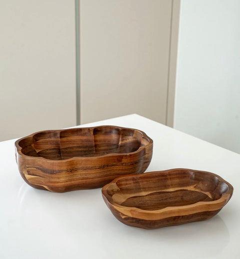 Plat sculpté en bois d’acacia BLOOM