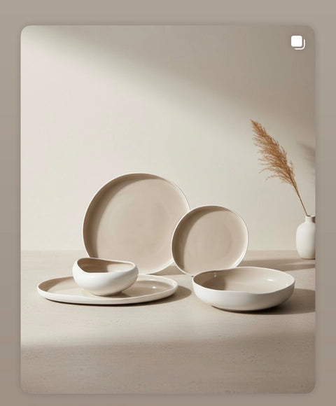 Service à dîner CURVY BICOLORE blanc-beige 25 pcs