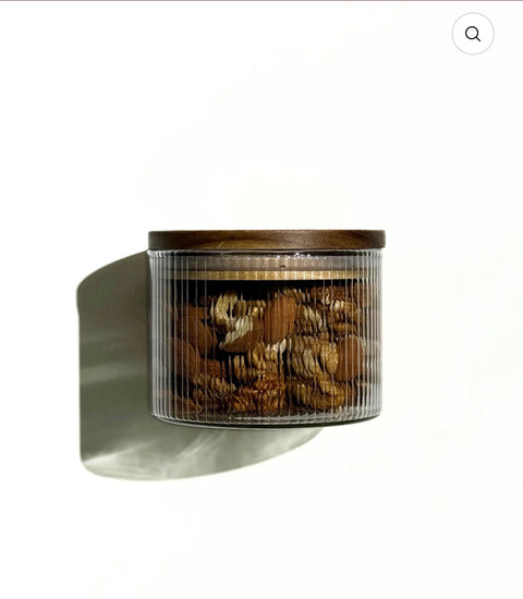 GRAND LOT DE 16 BOITE DE RANGEMENT EN VERRE AVEC COUVERCLE EN BOIS D’ACACIA