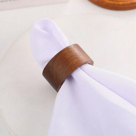Dark wood napkin rings - 6 pieces
