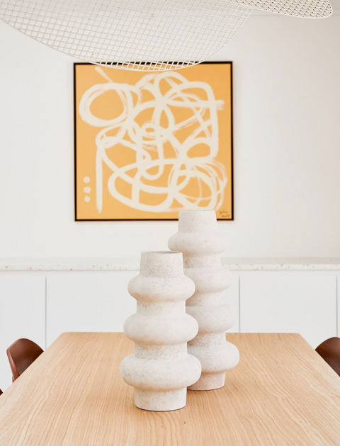 Vase Tubo en Grès Sculptural – 22 x H49 cm