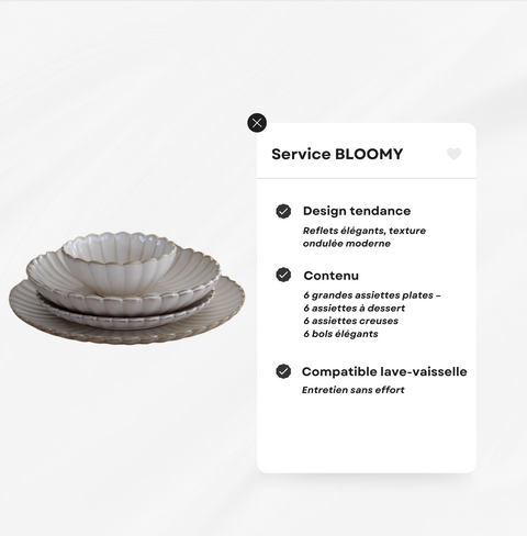 Service à dîner en porcelaine "Bloomy" – 24 pièces