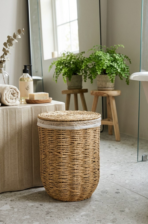 Poubelle de Salle de Bain -BOHO- avec Couvercle Amovible