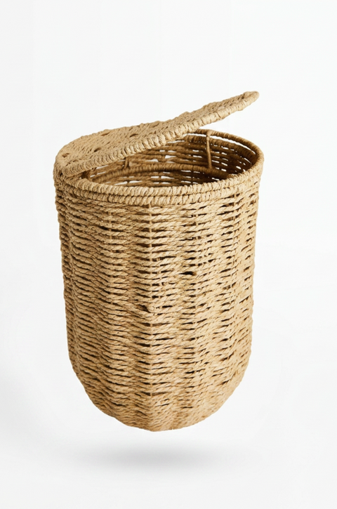 Poubelle de Salle de Bain -BOHO- avec Couvercle Amovible