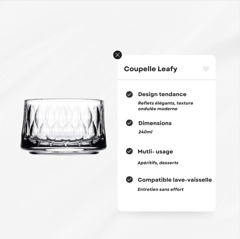 Lot de 4 Coupelles Leafy 240ml – Élégance Texturée