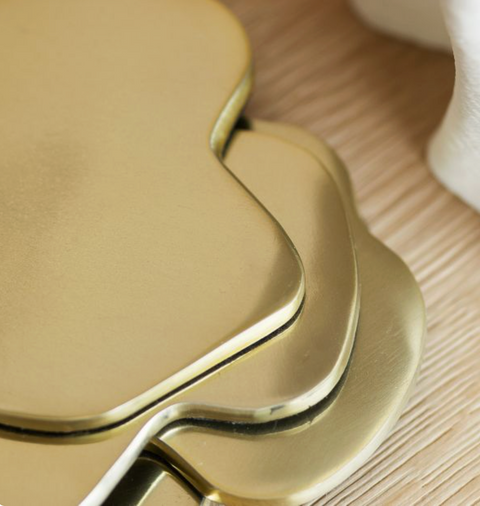 Set de 4 Sous-Verres Métal – Design Organique – Doré, Chrome ou Noir Mat