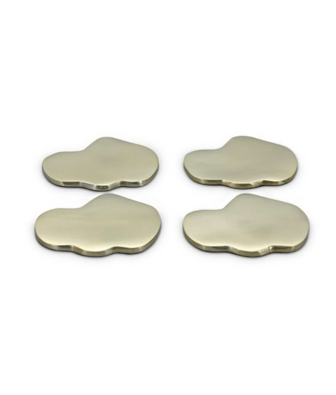 Set de 4 Sous-Verres Métal – Design Organique – Doré, Chrome ou Noir Mat