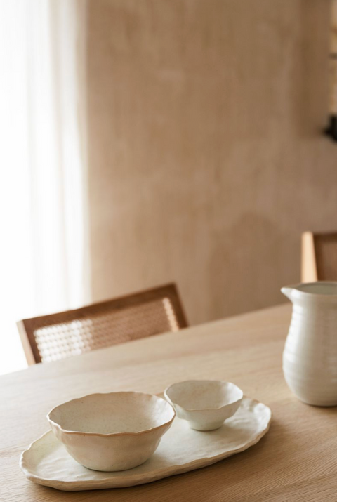 Plat à Servir Nomad en Grès Émaillé – Beige – 27,5 cm