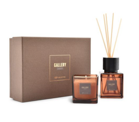 Coffret Parfumé GALLERY AMBER – Bougie & Diffuseur Encens Chaud