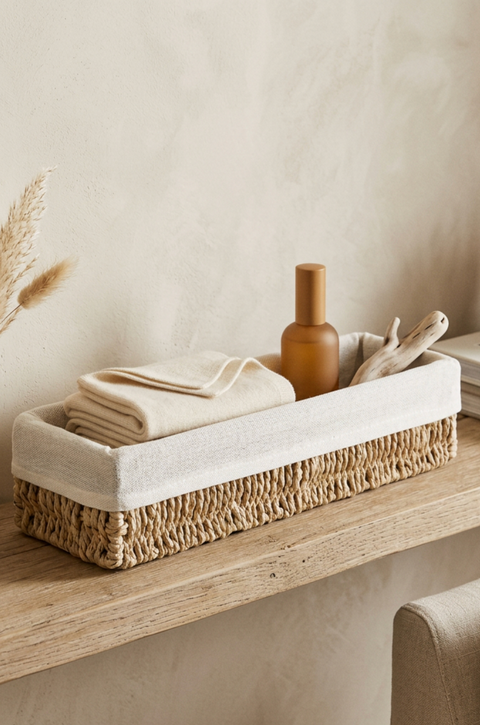 Corbeille Rectangulaire -BOHO- avec Doublure en Lin