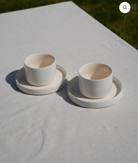 Noa Beige Blanc Set de tasses à café