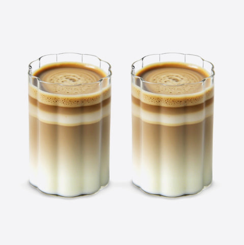 6 gestreifte Borosilikatglasbecher - 350 ml