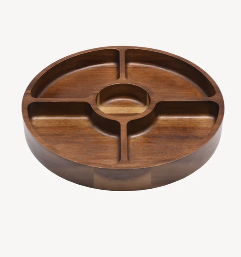 LUMO – Plateau Apéritif Compartimenté en Bois d’Acacia – 29 cm