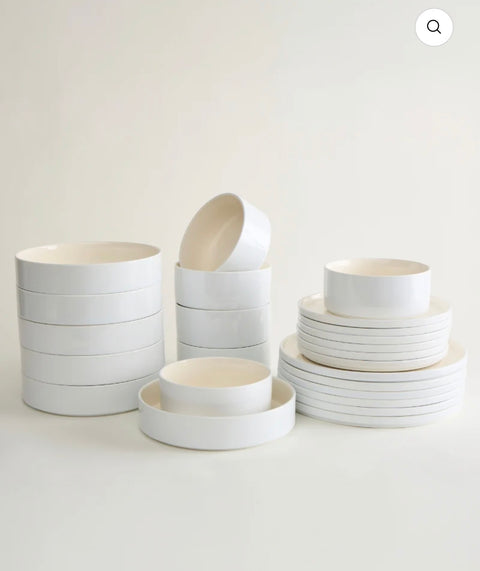 Noa Beige Blanc Ensemble de vaisselle 24 pièces