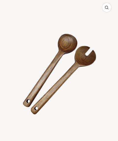 Couverts à Salade en Bois Naturel – Ensemble Cuillère & Fourchette